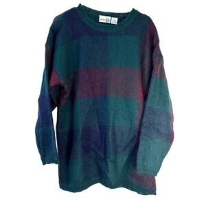 Paul Harris Design Vtg Mens Sz Large Mohair Colorblock Sweater 90s Grandpa Y2K
